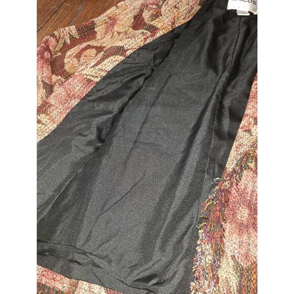 Small Size 4 Chicos 0 Tweed Fringe Lined Long Sleeve Silk Open Jacket Blazer - Picture 5 of 6